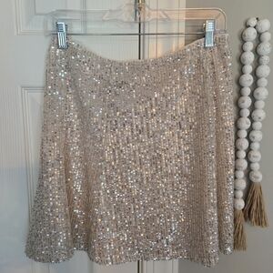 LOFT Shimmering Silver Mini Skirt